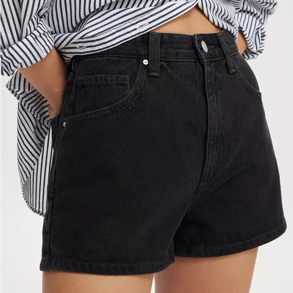 Cotton On High Rise Mom Black Denim Shorts